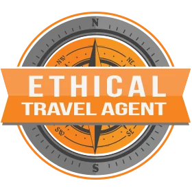 Compass Logo with "Ethical Travel Agent" Text on Orange Banner
